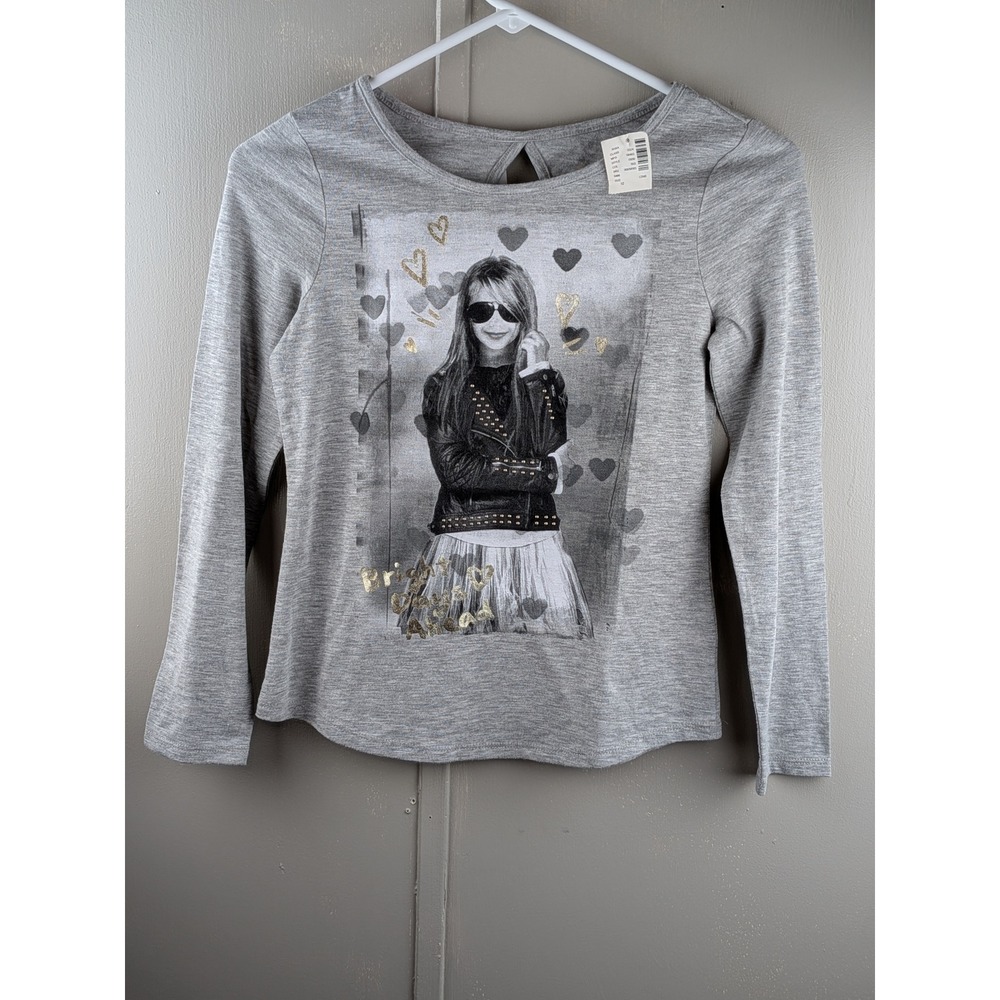 Justice Girls Gray Graphic Tee Long Sleeve Bright Days Ahead Size 10 NWT